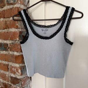 Brandy Melville Ronnie Blue and Black Lace Tank Top Woman’s One Size Fits Small